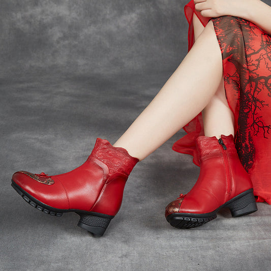 Women's Style Top Layer Cowhide Thick Soft Bottom Waterproof Women's Shoes