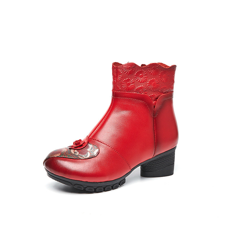 Women's Style Top Layer Cowhide Thick Soft Bottom Waterproof Women's Shoes