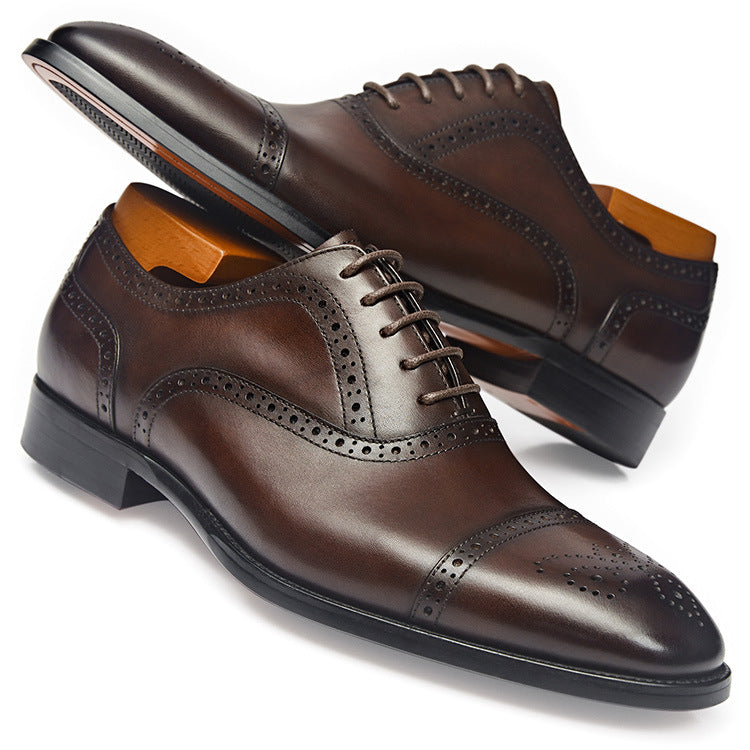 Men's Formal Wear British Pointed Rubber Sole Leather Shoes