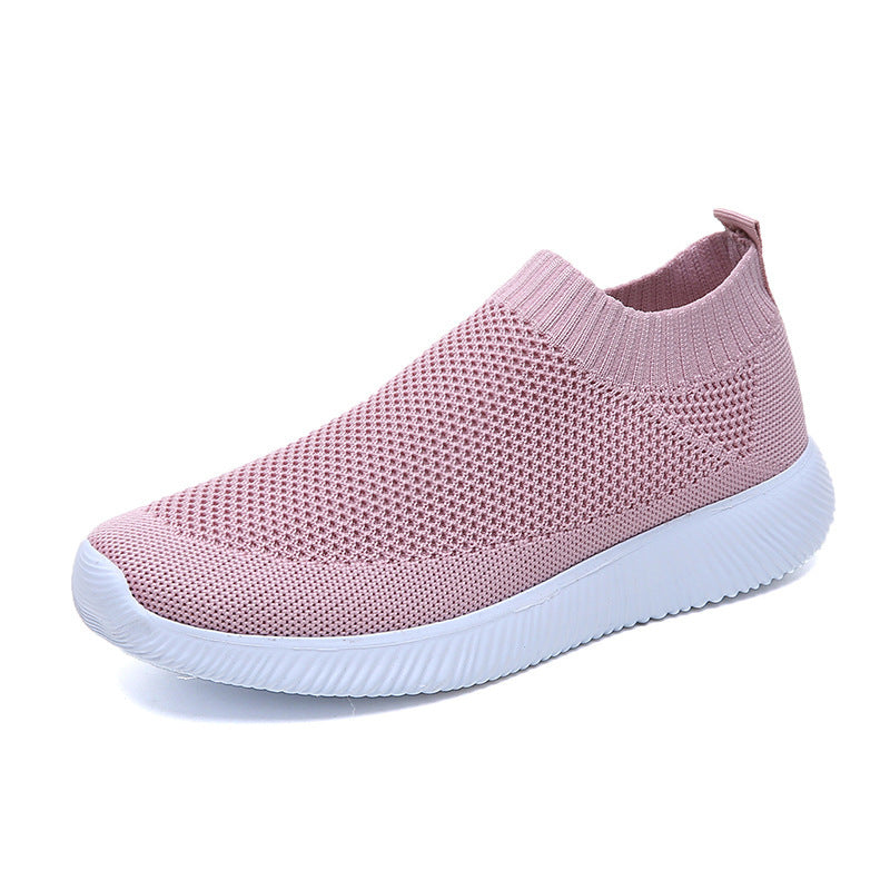 Fashion Ladies Breathable Flying Woven Fabric Sneakers