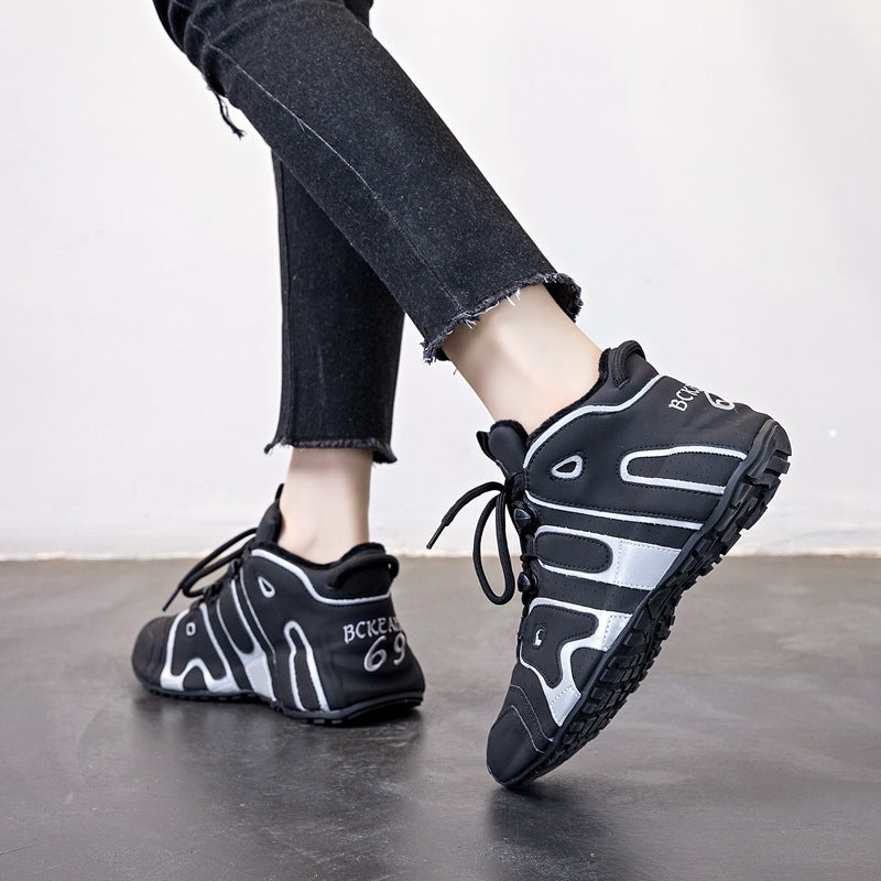 Women's Dad Round Toe Front White Winter Sneakers