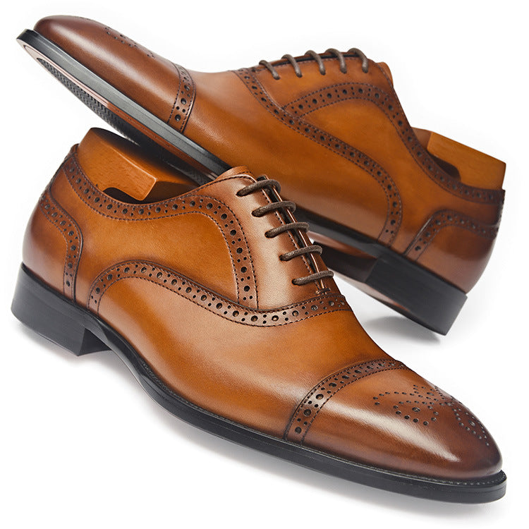 Men's Formal Wear British Pointed Rubber Sole Leather Shoes