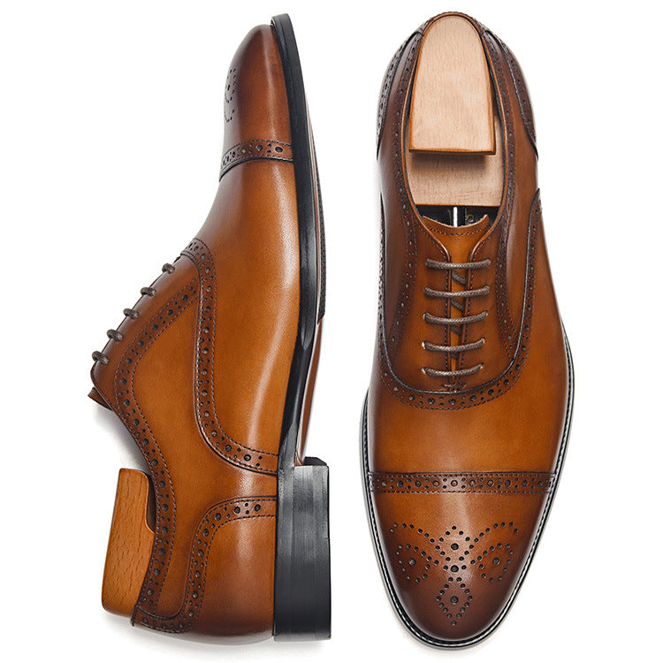 Men's Formal Wear British Pointed Rubber Sole Leather Shoes
