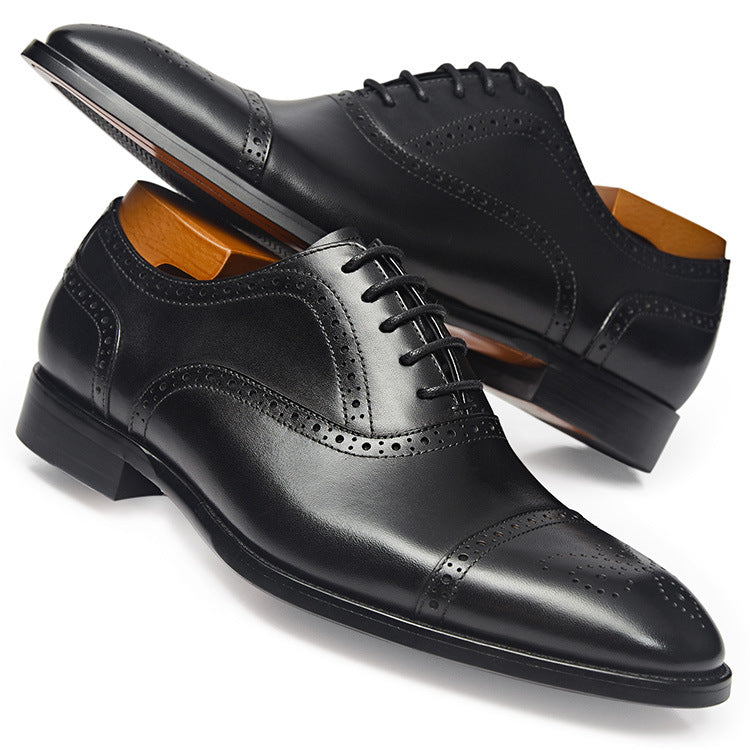 Men's Formal Wear British Pointed Rubber Sole Leather Shoes