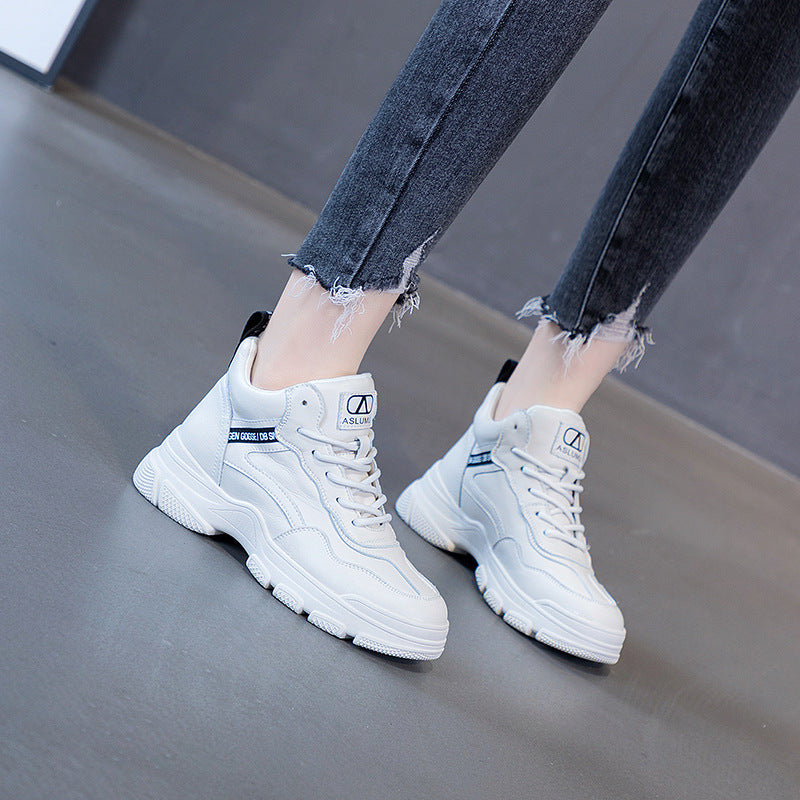 Women's White Fashion Thick Bottom Breathable Sports Casual Shoes