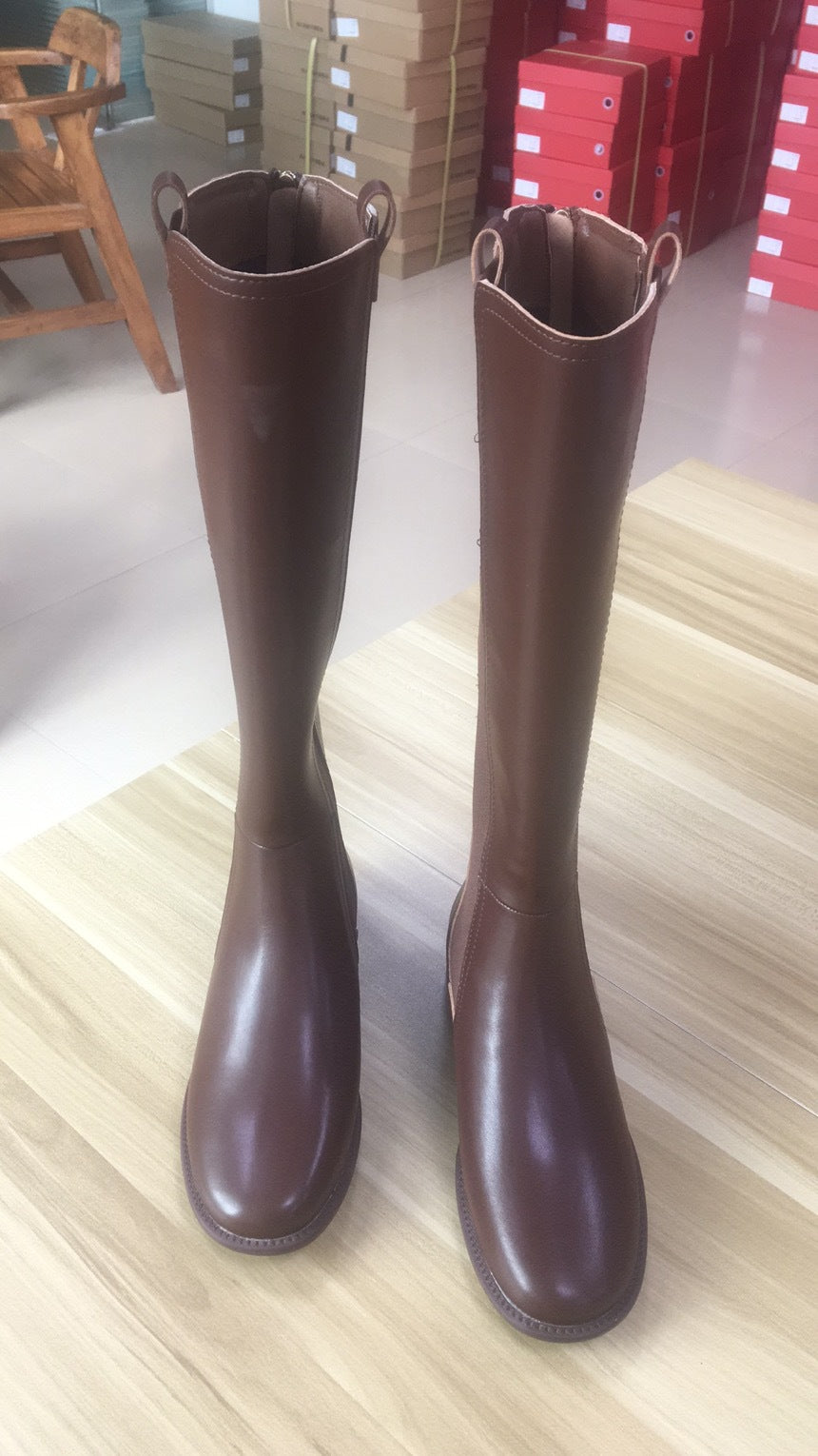 Women's Knight Below The Knee Fleece-lined British Boots