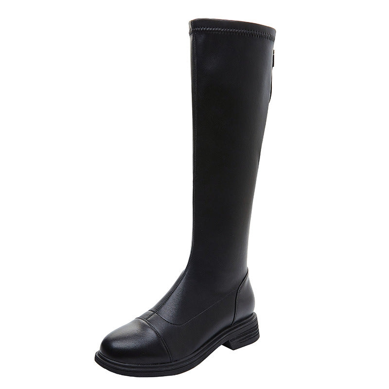 High Slimming Below The Knee With Chunky Fleece Zipper Boots