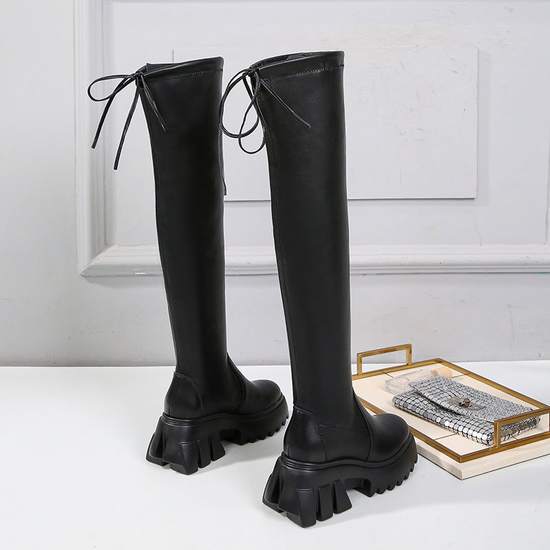 Women's Large Size Widening Fat Thick Bottom Elastic Boots