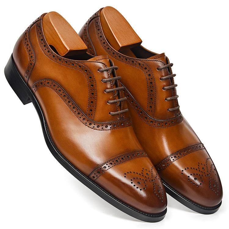 Men's Formal Wear British Pointed Rubber Sole Leather Shoes