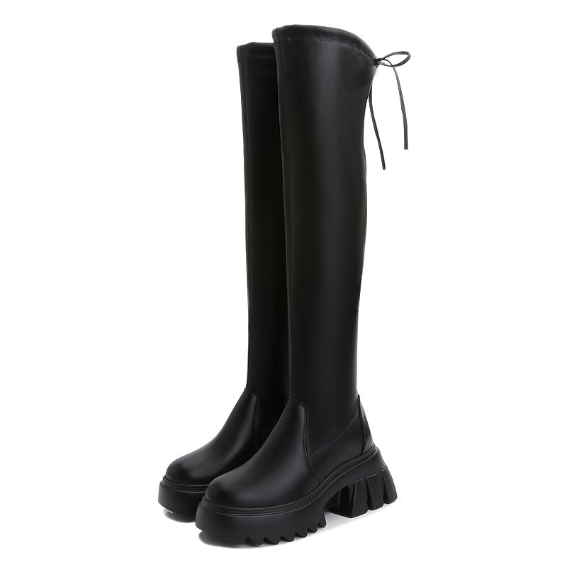 Women's Large Size Widening Fat Thick Bottom Elastic Boots