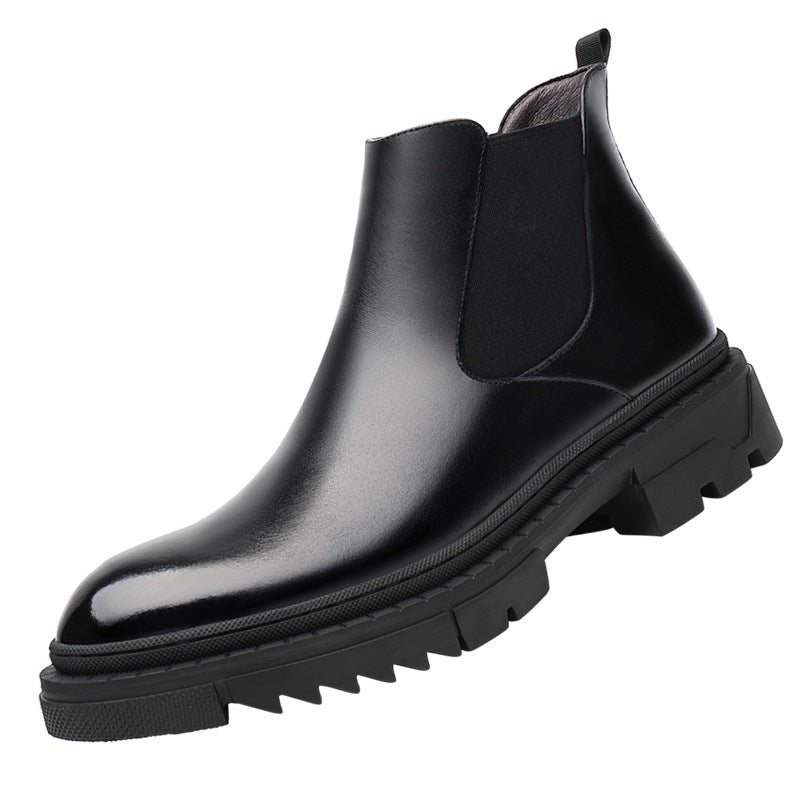 Men's British Slip-on Short Thick Bottom Korean Boots