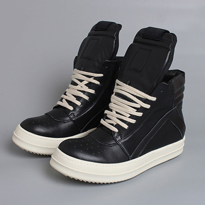 Men's White Large Inverted Triangle Cowhide Plus Men's Shoes