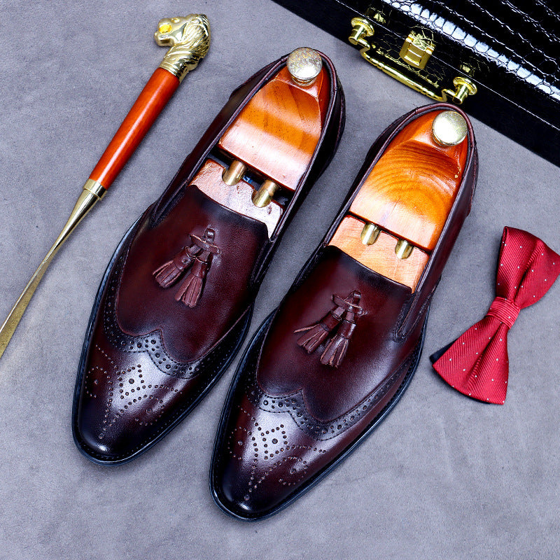 Men's Cowhide Business Formal Wear Gentleman Pumps Leather Shoes