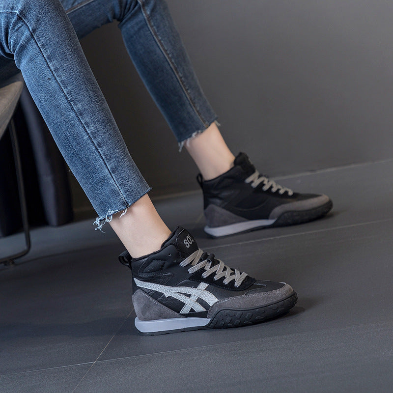 Women's Korean Soft Bottom Skateboard Cowhide Veet Slip-on Women's Shoes