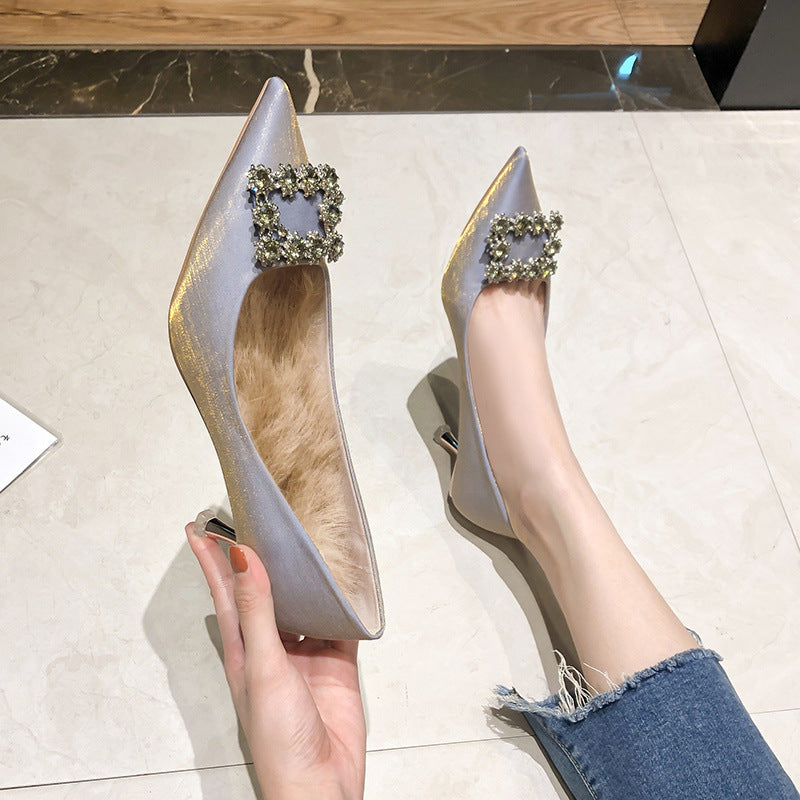 Women's Korean Style Satin High Pointed Stiletto Women's Shoes