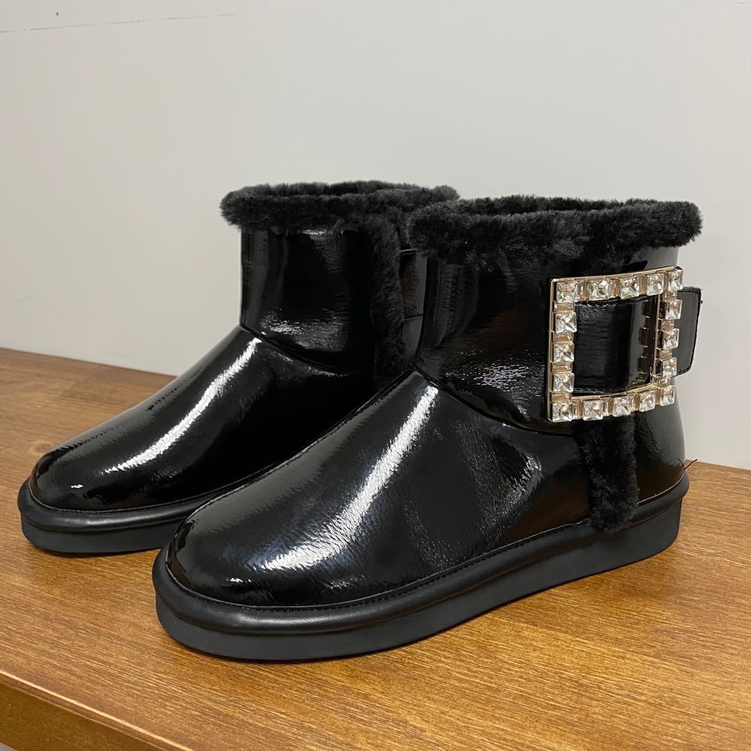 Women's Buckle Winter Flat Bottom Fleece-lined Short Women's Shoes