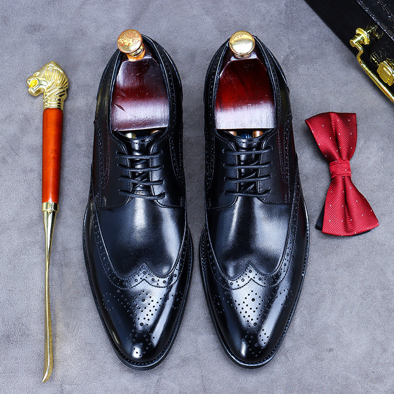 Men's British Brogue Carved Retro Cowhide Business Sneakers