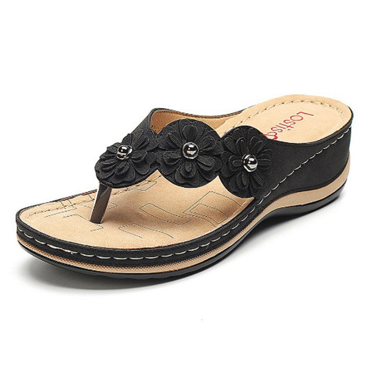 Summer Flower Stitching Platform Flip-flops Plus Sandals