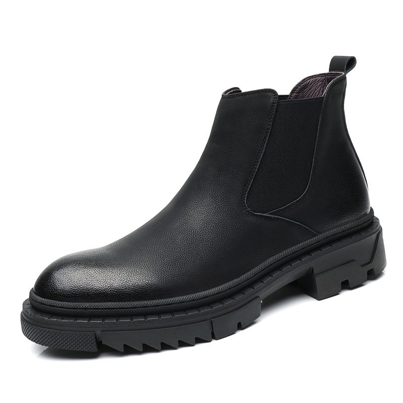 Men's British Slip-on Short Thick Bottom Korean Boots
