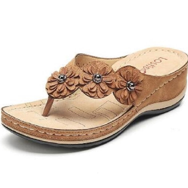 Summer Flower Stitching Platform Flip-flops Plus Sandals