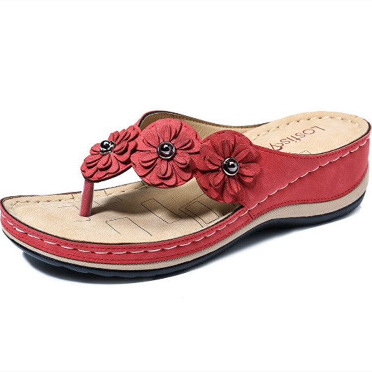 Summer Flower Stitching Platform Flip-flops Plus Sandals