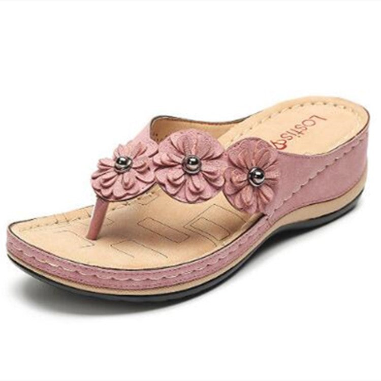 Summer Flower Stitching Platform Flip-flops Plus Sandals