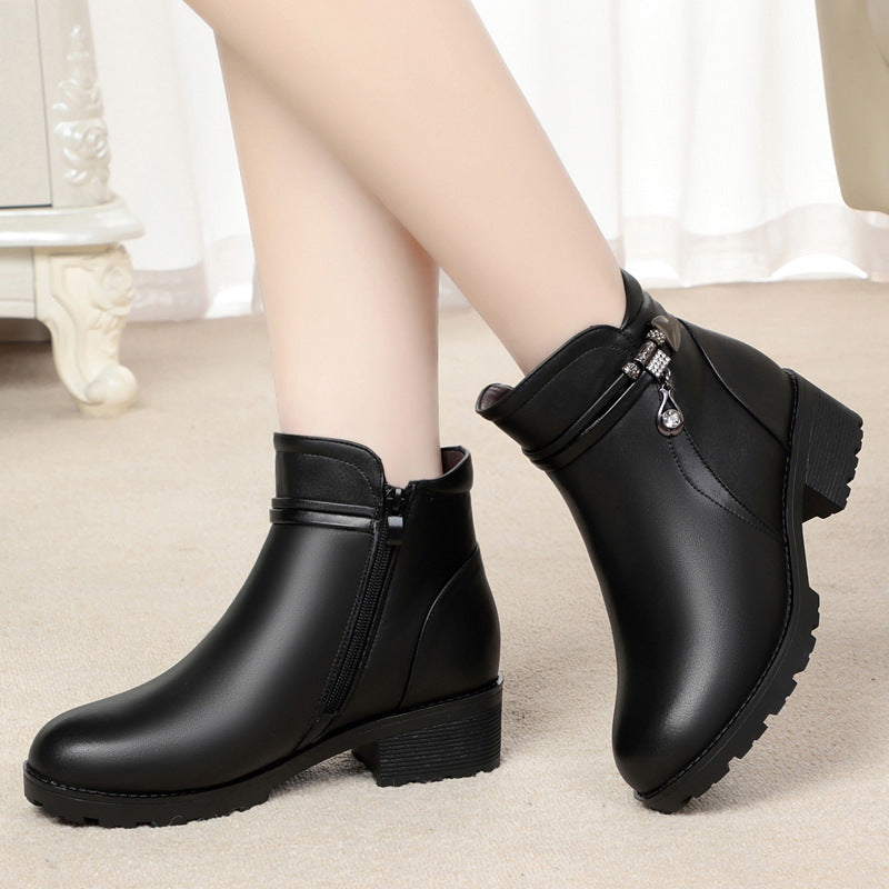 Women's Winter Fleece-lined Thick Wool Plus Size Wedge Boots