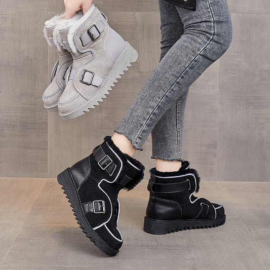 Women's Real Short Winter Warm Martin Fleece-lined Snow Boots