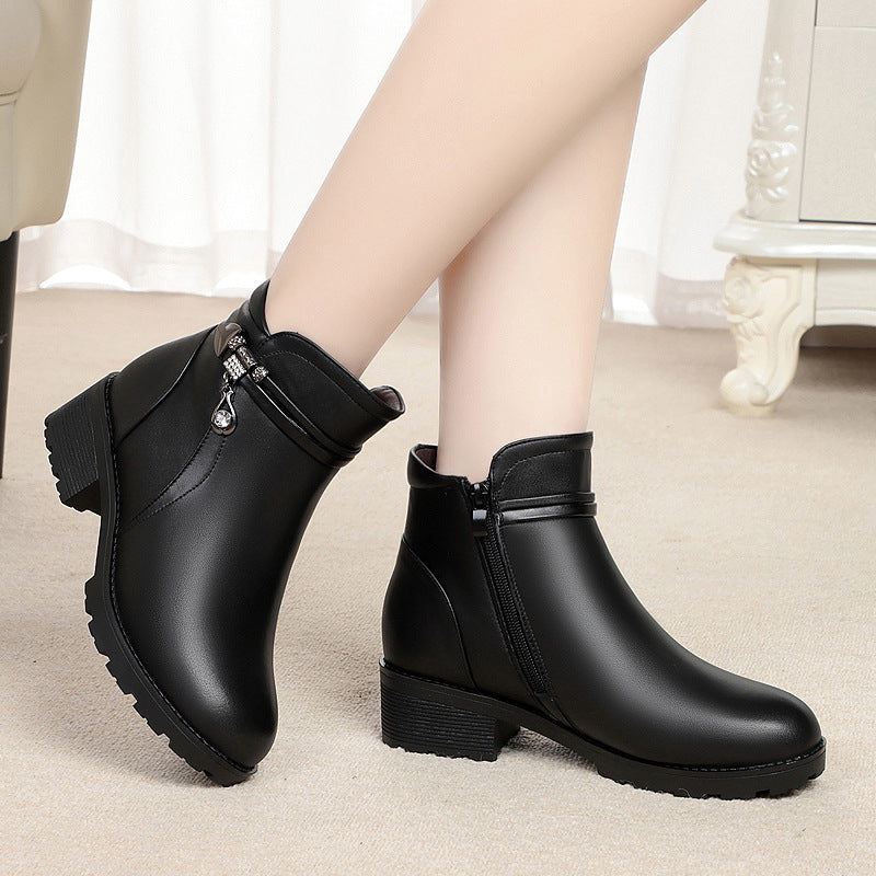 Women's Winter Fleece-lined Thick Wool Plus Size Wedge Boots