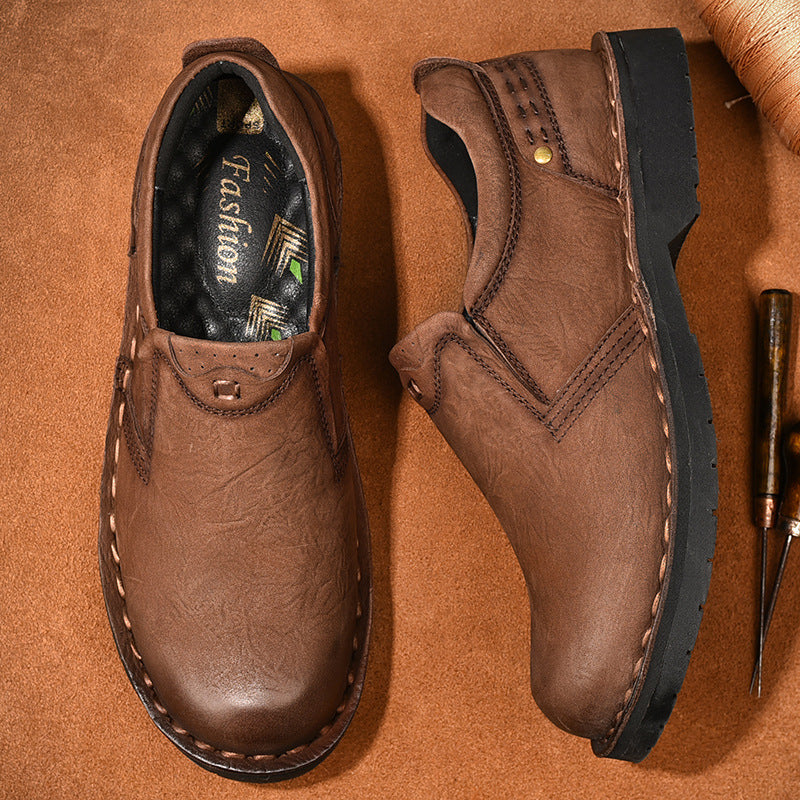 Men's Layer Cowhide Genuine Fashion Retro Big Casual Shoes