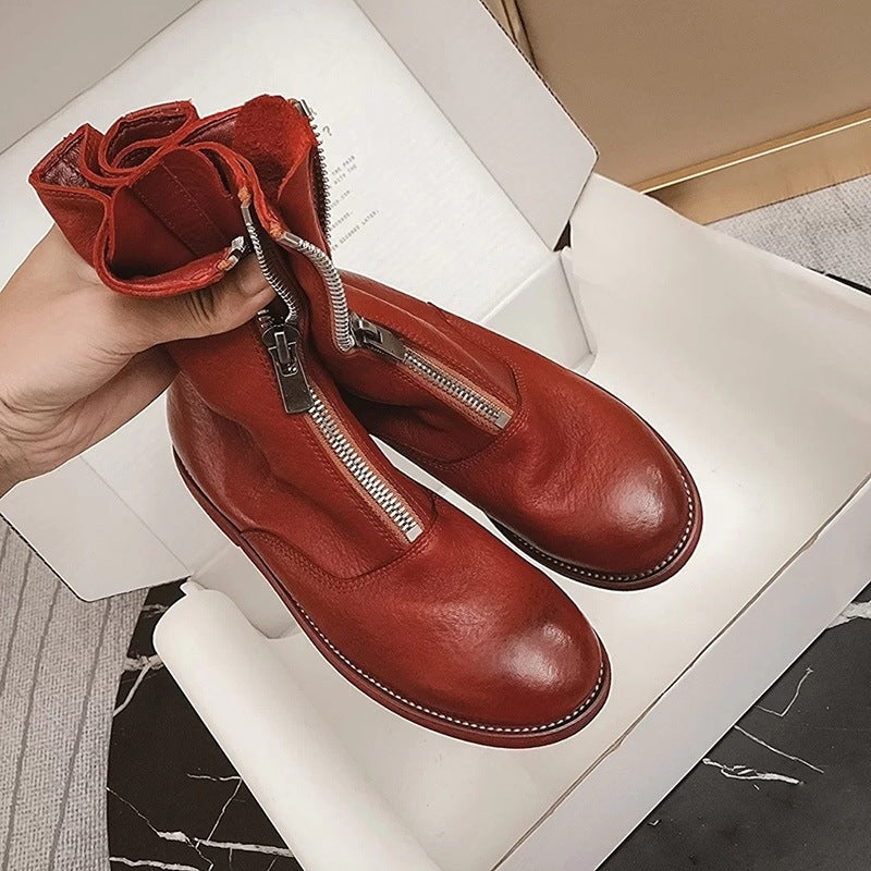 Women's Emperor Genuine Front Zipper Martin Plus Veet Boots