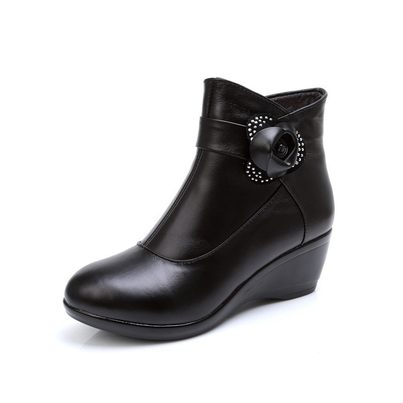 Women's Winter Middle Length Cotton Tube Wedge High Women's Shoes
