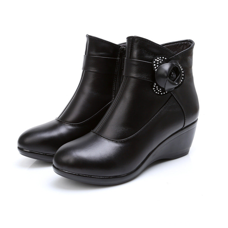 Women's Winter Middle Length Cotton Tube Wedge High Women's Shoes