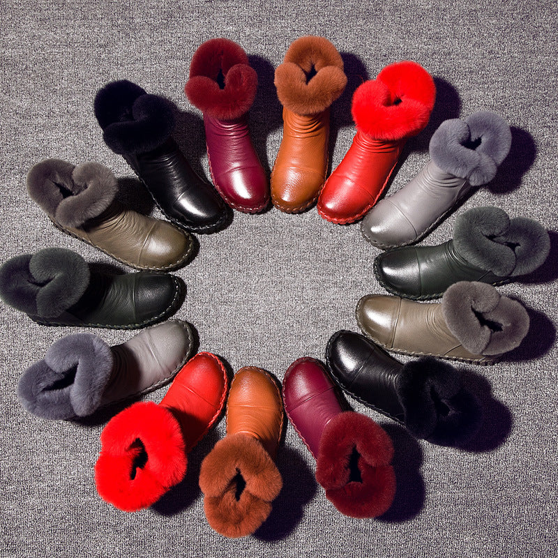 Women's Sewing Top Layer Cowhide Comfortable Soft Boots