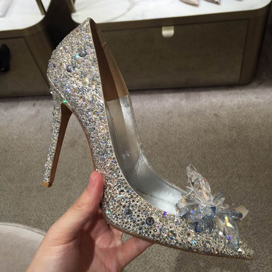 Women's High Cinderella Crystal Stiletto Sexy Pumps Bridesmaid Women's Fashion Shoes