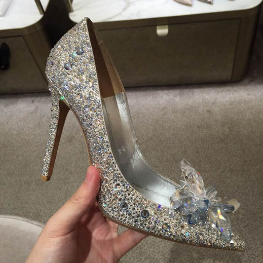 Women's High Cinderella Crystal Stiletto Sexy Pumps Bridesmaid Women's Fashion Shoes