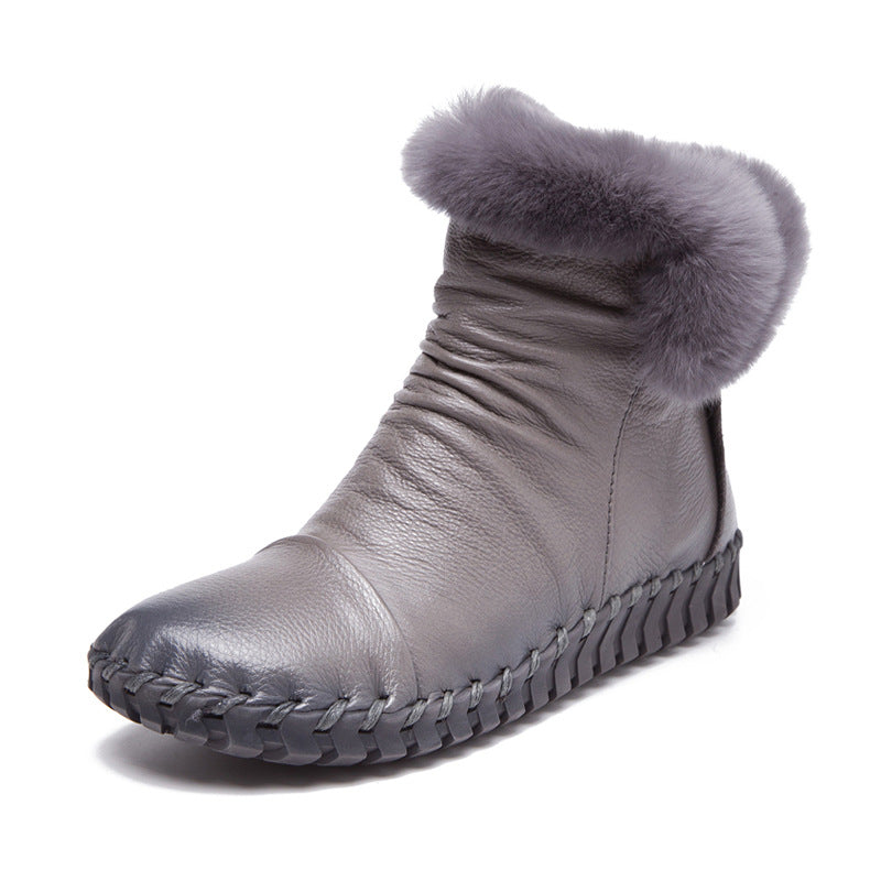Women's Winter Fashion Round Toe With Fur Boots