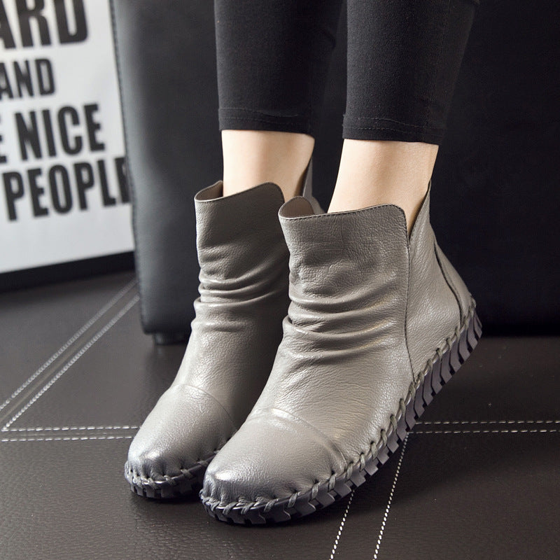 Women's First Layer Cowhide Soft Bottom Surface Boots