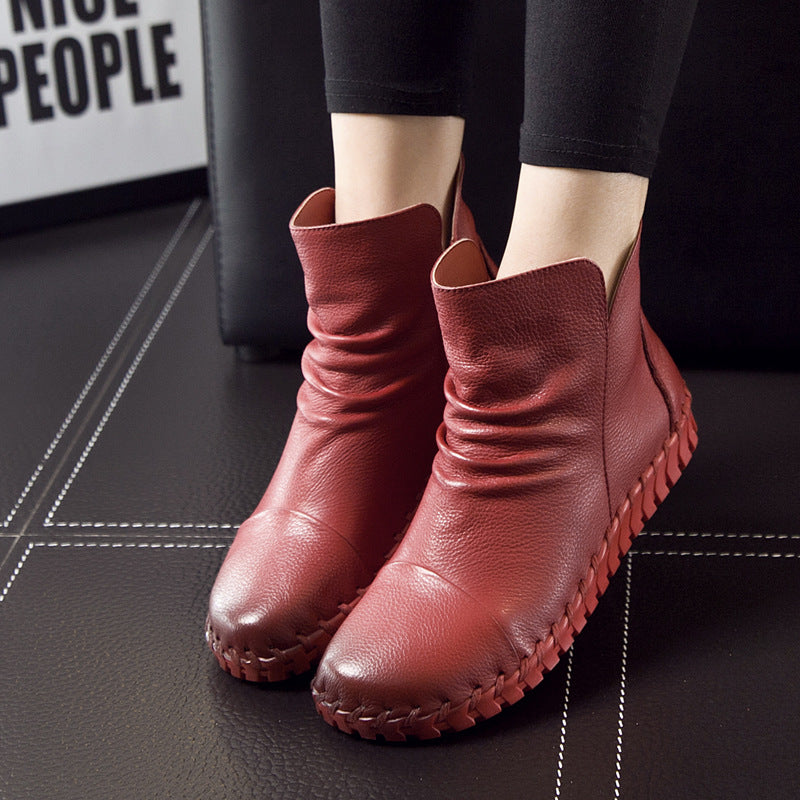 Women's First Layer Cowhide Soft Bottom Surface Boots