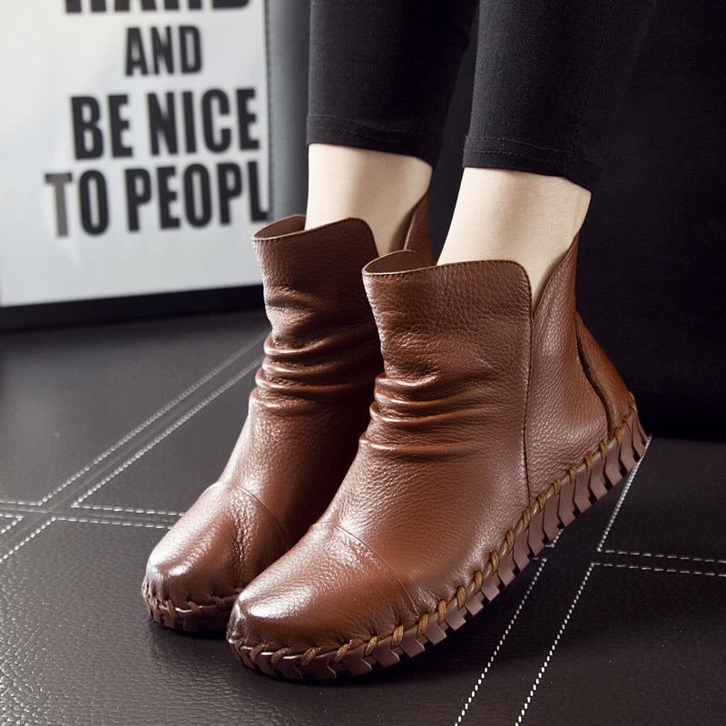 Women's First Layer Cowhide Soft Bottom Surface Boots