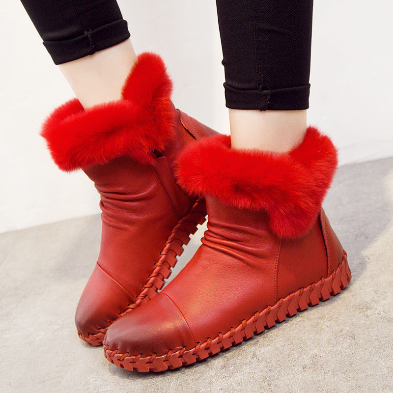 Women's Sewing Top Layer Cowhide Comfortable Soft Boots