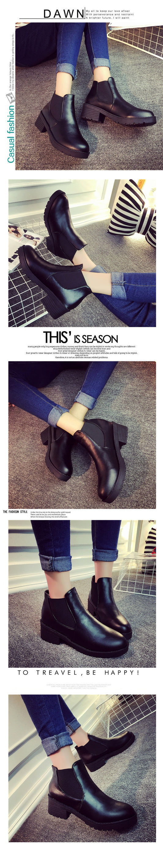 Women's Autumn British Style Platform Martin Chunky Boots