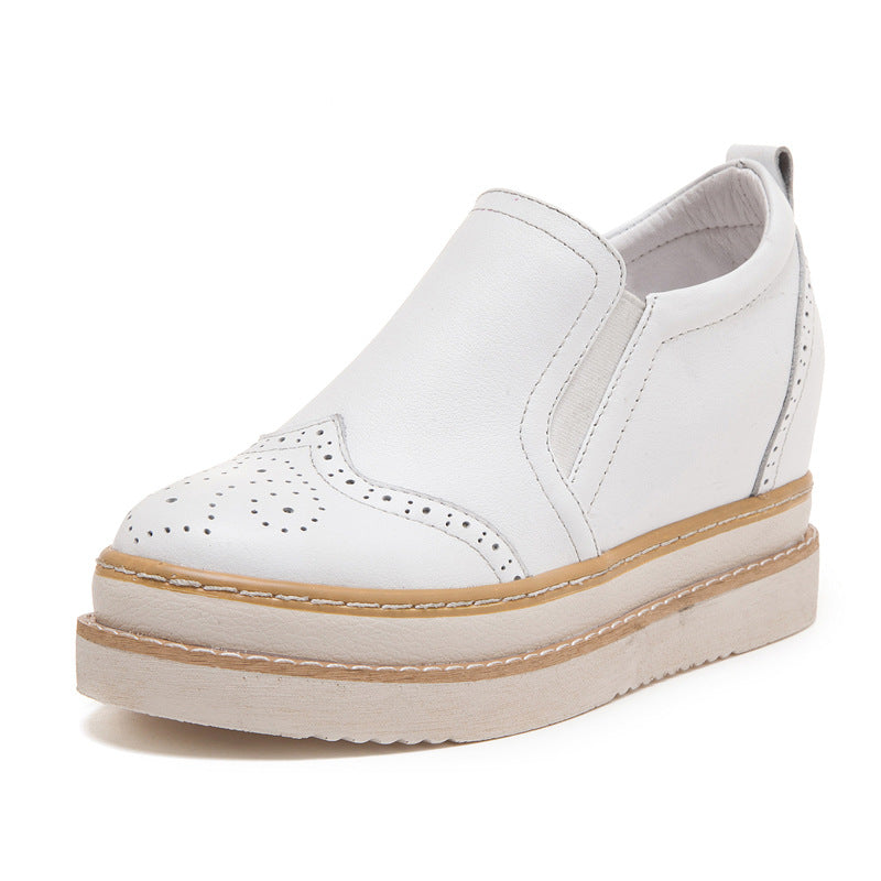 Women's Height Increasing Insole Genuine Brogue Platform Women's Shoes