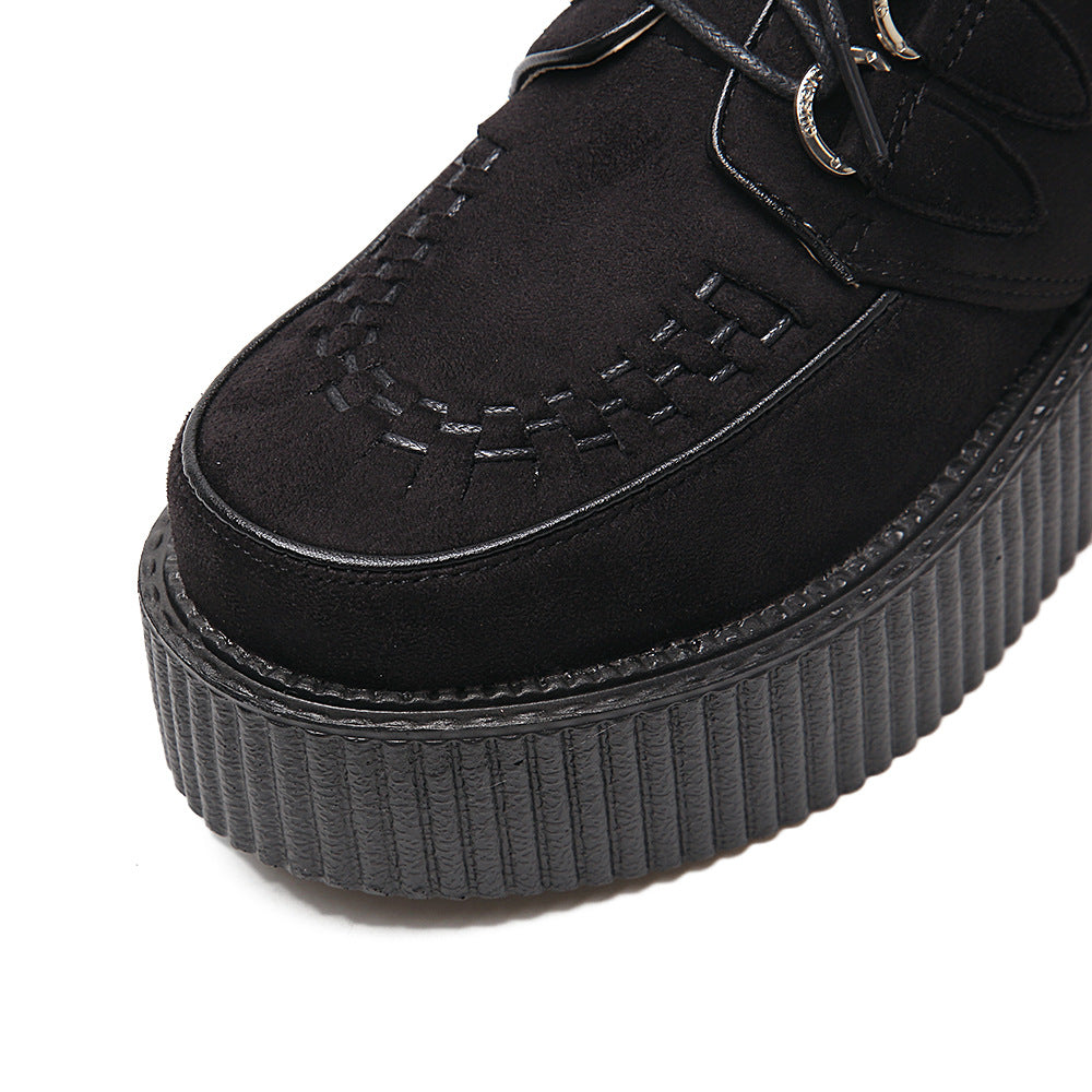 Women's Retro Platform Preppy Round Toe Wedge Women's Casual Shoes