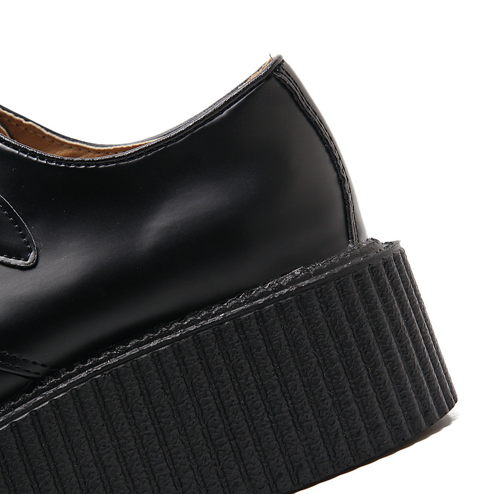 Women's British College Round Toe Lace Up Women's Casual Shoes