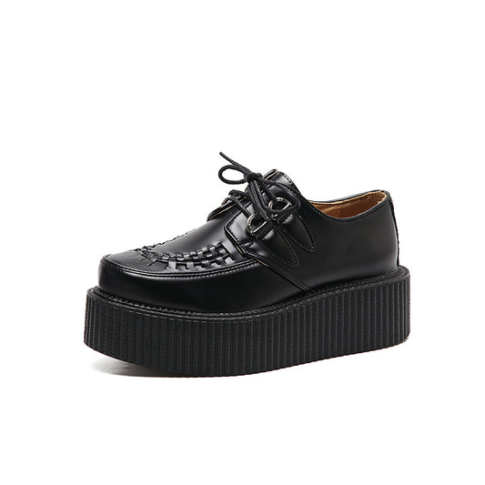 Women's British College Round Toe Lace Up Women's Casual Shoes