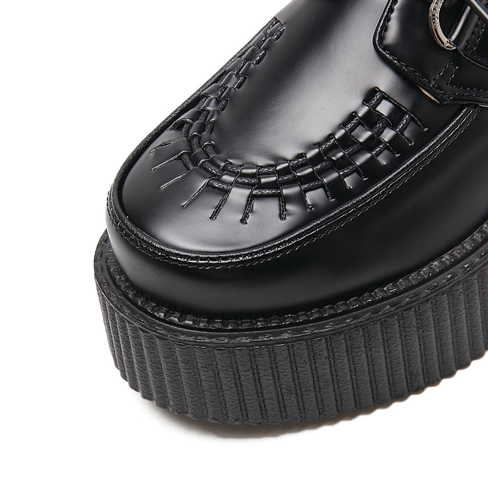 Women's British College Round Toe Lace Up Women's Casual Shoes