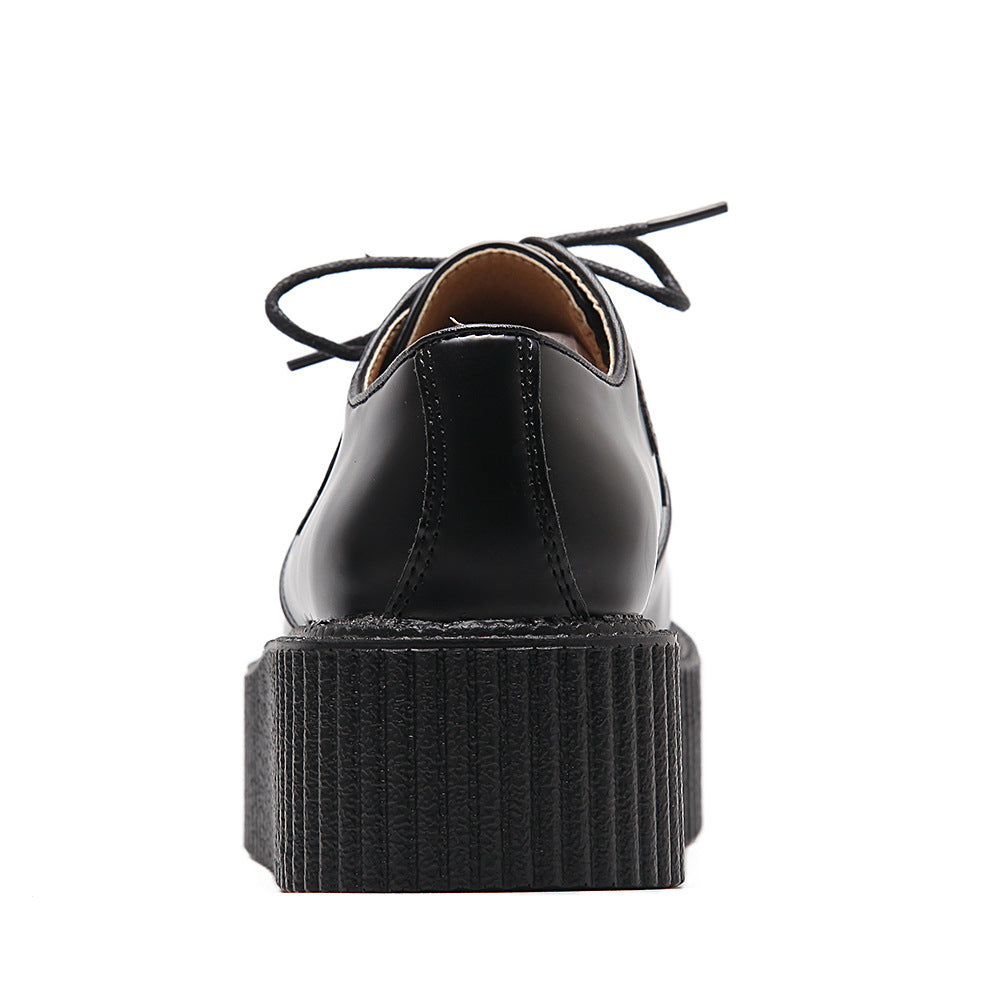 Women's British College Round Toe Lace Up Women's Casual Shoes