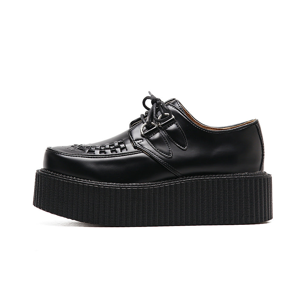 Women's British College Round Toe Lace Up Women's Casual Shoes