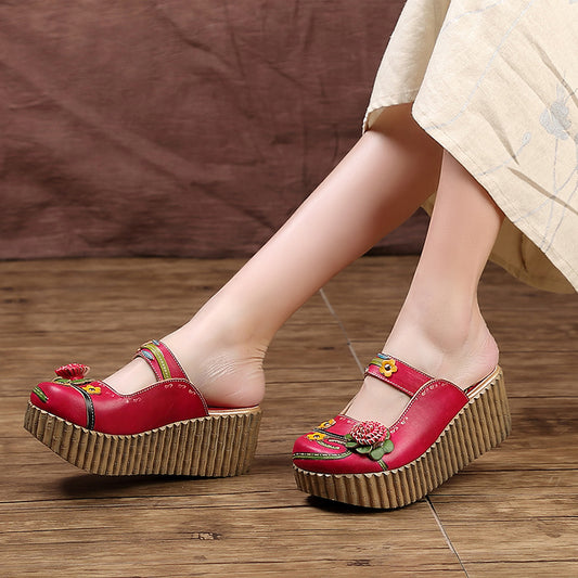 Women's Thick Bottom Muffin Ethnic Style Candy Sandals